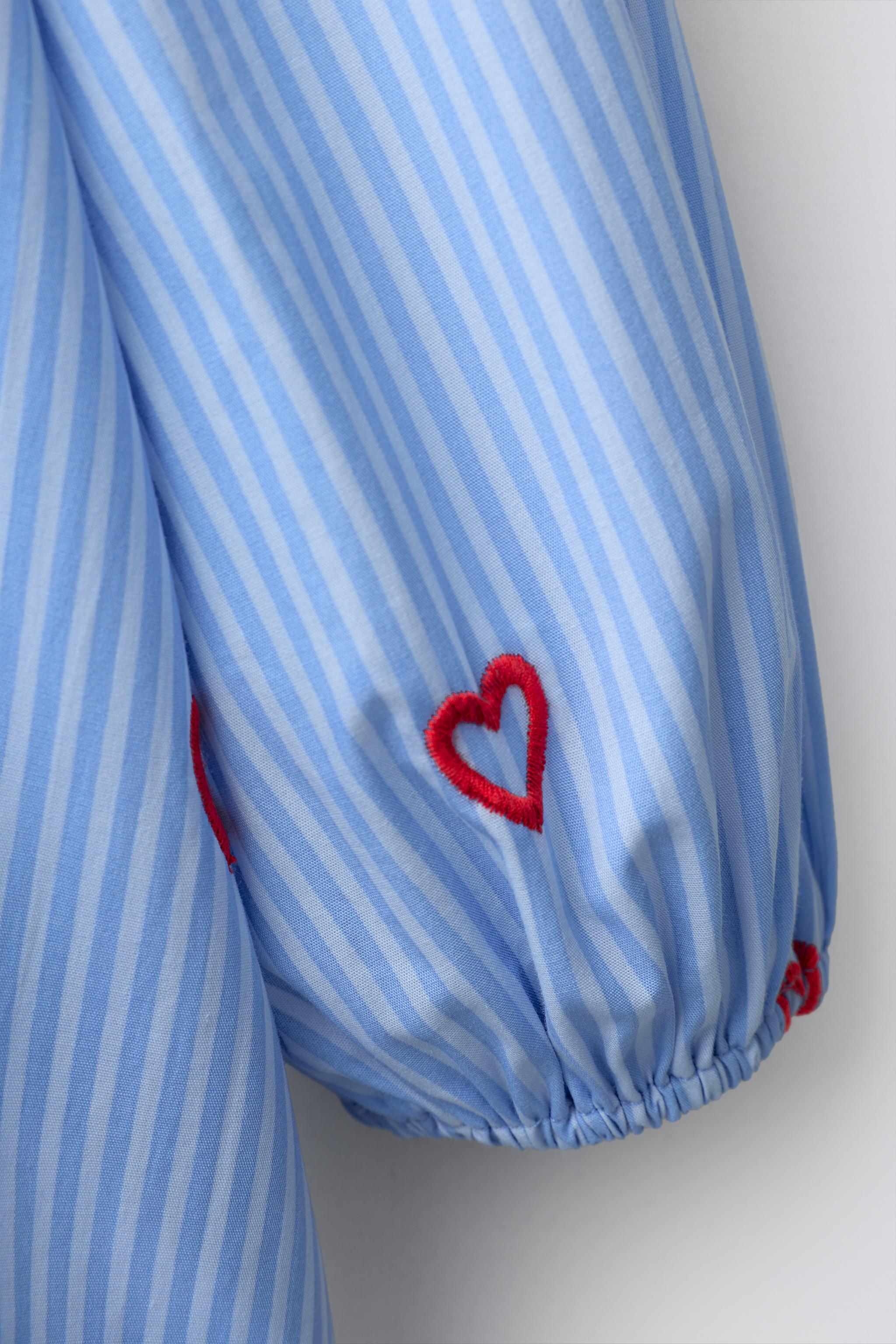 STRIPED EMBROIDERED HEART DRESS